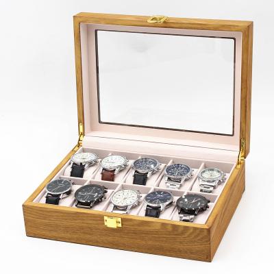 China Watch Storage STOCK Good Quality Wooden Watch Box With 10 Slots For Gift Watch Storage Case for sale