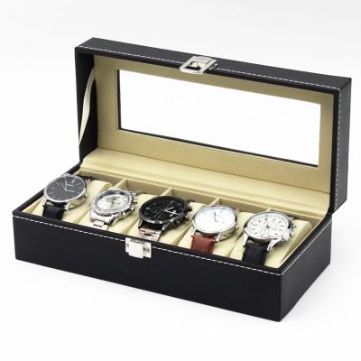 China Popular Design 5 Slots Leather Watch Storage Watch Box For Promotion for sale