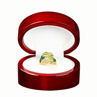 China Top Luxury Customized Wooden Round Wedding Ring Case For Men Women Ring Jewelery Packaging Display Storage Jewelry Box Factory for sale