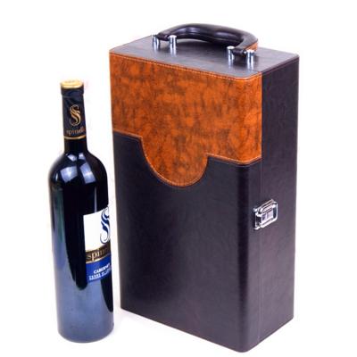 China Handmade Custom Beautiful Logo PU Leather Wine Box For Wine Bottle Display Storage Packaging Box Leather Wine Box Supplier 2 for sale