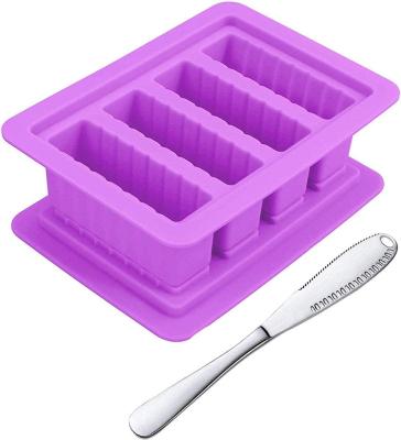 China Wholesale High Quality Multi Use Rectangle Mold Food Grade Silicone Butter Mold Custom Silicone Tray Mold With Scaper for sale