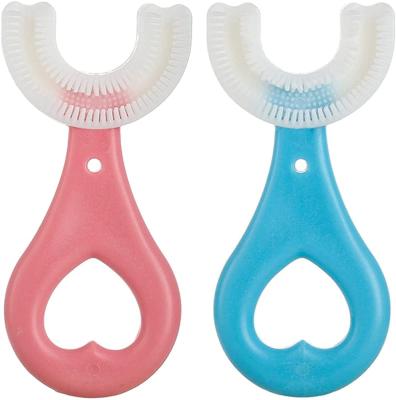 China High Quality Silicone+ABS Baby Toothbrush Silicone U Shape Manual Toothbrush for sale