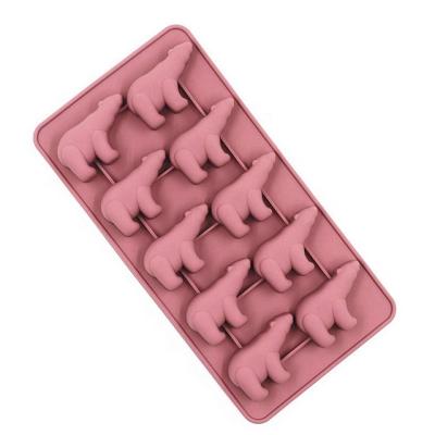 China Disposable Silicone Ice Cube Mold White Bear Shape Silicone Animal Ice Cube Tray Wth Lid for sale