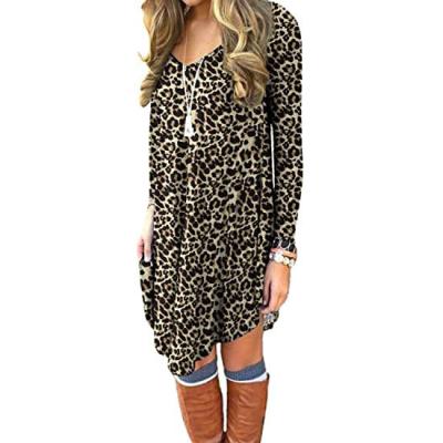 China Anti-Static New Arrivals 2021 Long Sleeve Casual Loose Floral Dresses Plus Size Women Casual Dress for sale