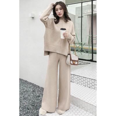 China Factory direct supply anti-pilling elegant women's solid clothing 2 pieces set women's sets for sale