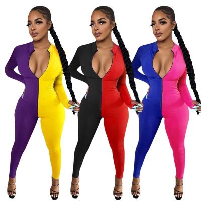 China Women QUICK DRY Stitching Tracksuit Multicolor Elastic One-Piece Stand Collar Softwear Sportwear Top for sale