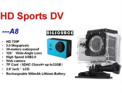 China Mini Action Camera For 30M Waterproof Camcorder A8 720P HD Sports Camera Support SD for sale