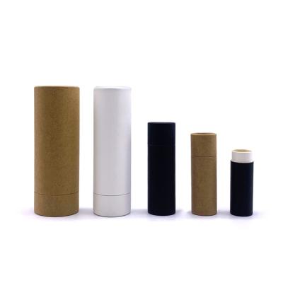 China Eco-friendly Recyclable Brown Cylindrical Lift Up Tube Packaging Box Biodegradable Paper Printing For Lip Balm Container for sale