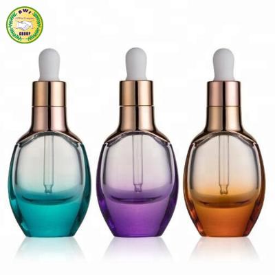 China Personal Care Rose Gold Dropper Bottle Glass Bottle Packaging Pink Flowers Makeup Essence Oil for sale