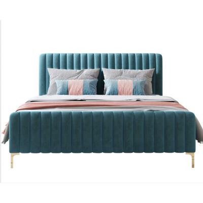 China French Luxury Adjustable Linen Velvet Double Room Furniture Bedroom Modern King(Size) Couple Bed With Mattress for sale