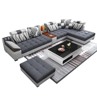 China Chaise Lounge Couch U Shape Sectional Sofa Set (Size) Furniture 7 Seater Adjustable Home Modern European Wood Fabric for sale