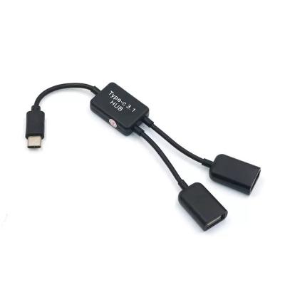 China Mobile Phone Hub Adapter USB 3.1 OTG Cable Type C To 2*Micro USB Cable for sale