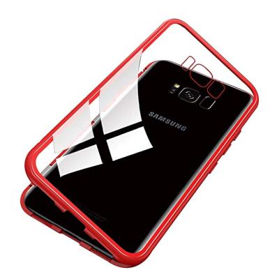 China Magnetic Adsorption For Samsung Galaxy S8 Plus Magnetic Adsorption Case Metal Frame Tempered Glass Back Magnet Case For Samsung Galaxy S8 Plus for sale