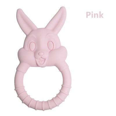 China Toy Hot Sale High Quality Bunny Shape Baby Teething Soft Food Grade Silicone Teether RingToys for sale