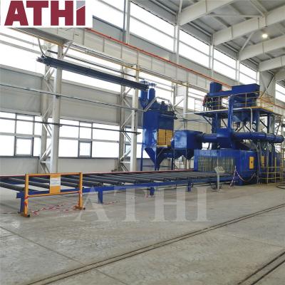 China 1200mm Q69 Roller Conveyor Continuous Pass Through Type Shot Blast Machine For Welding Parts Structural Steel Surface Blasting for sale