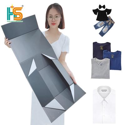 China Recyclable Luxury Apparel Packaging Foldable Wedding Dress With Ribbon Gift Matte Black Magnet Apparel Garment Corrugated Cardboard Box for sale