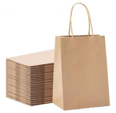 China Recyclable Eco-Friendly Reused Bag Logo Brown Kraft Shopping Paper Custom Made Pap Handle Gift Bags for sale