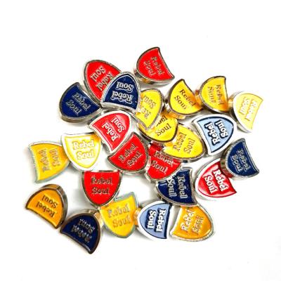 China Custom Customized Logo Brass Zinc Alloy Metal Shield Push Buttons Jeans Nickel Free Rivet for sale