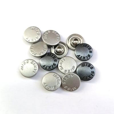 China Custom Logo Design Copper Zinc Alloy round metal nickel free custom private bags denim apparel leg badge buttons and rivets jeans die for sale