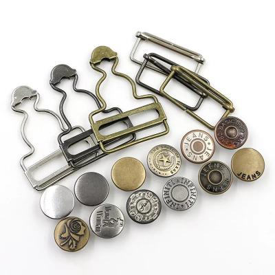 China 38mm metal suspender buckle and slider nickel free for jeans, iron suspender buckle and slider, suspender adjuster buckle for sale