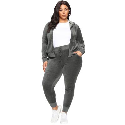 China Wholesale QUICK DRY Plus Size 2 Piece Soft Velvet Zipper Up Hoodie Sweatpants Set Women Ladies Jogger Sets Sweatsuit Set Tracksuit for sale