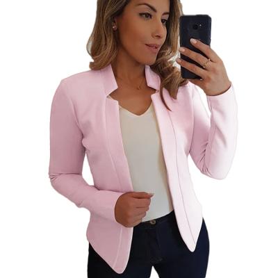 China Fashion Breathable Women's Long Sleeve Plus Size Open Front Work Office Blazers Ladies Slim Fit Suit Women Cardigan Jacket Solid Color for sale