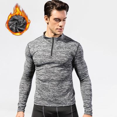 China 2021 High Quality Fitness QUICK DRY Winter Mens Jogging Zipper Half Tracksuit Sweatshirts Boys Warm Fleece Tops Mens Slim Muscle Fitted Shirts for sale