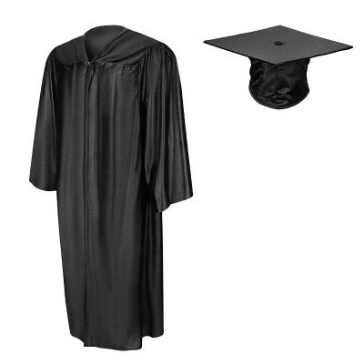 China Black shiny school graduation cap and gown for sale