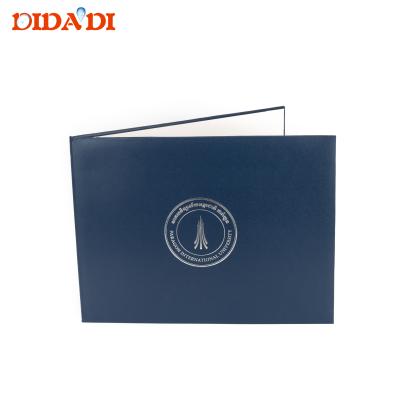 China Waterproof Blue Certificate Folder Diploma Cover With Custom Logo for sale