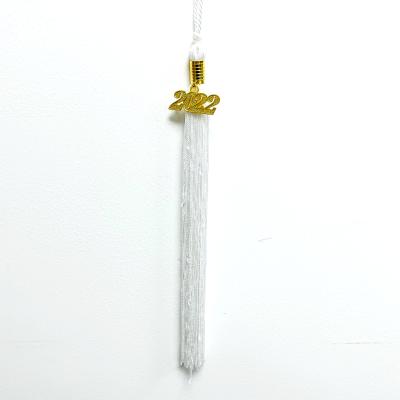 China White cell phone color graduation tassel with gold 2022 year label for sale