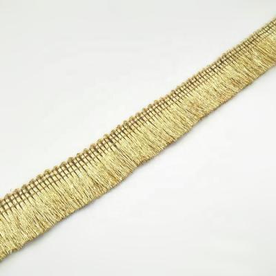 China 2cm decorative gold fringe metallic trims for sofa, pillow, clothing, cushion, bags and hat for sale