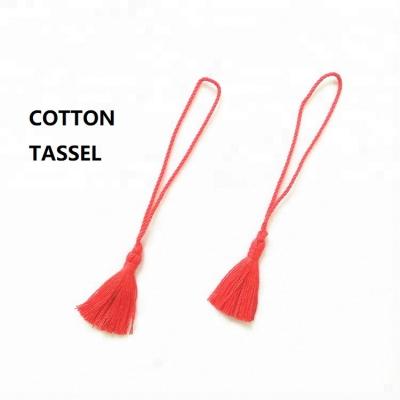 China Decorative Wholesale Red Cotton Small Mark Tassel For Name Card, Business Card, Shinny No Tassel for sale