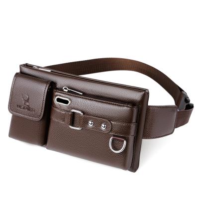 China With USB Men Waist Packs Fanny Bags Solid Color Multipurpose PU Leather Trunk Bag Mobile Phone Bags D0249 for sale