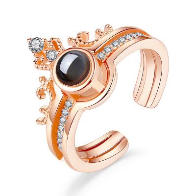 China CLASSIC romantic jewelry 100 languages ​​projection ring I love you rose gold and sliver ring for sale