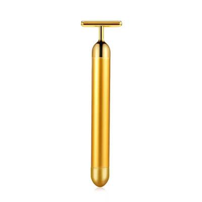 China Shape Contour Fashion 24k Yellow Gold Facial Sculpting Massager Energy Beauty Gold Plated Bar D0215 for sale