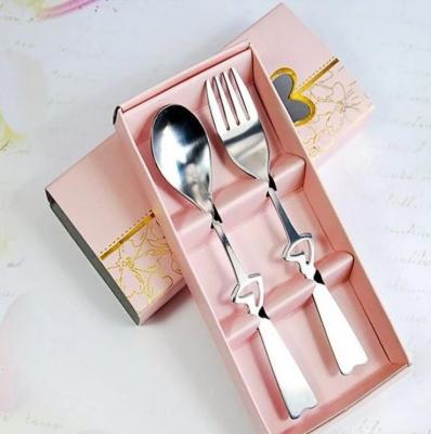 China Party Gift Top Selling Heart Shaped Spoon And Fork Set Wedding Favors Gifts For Guests F046-1 for sale