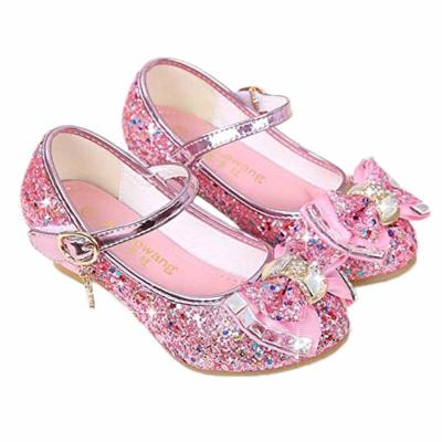 China Girls Wedding Party Shoes Shining Mary Jane Bow Low Heels Princess Waterproof Children Elegant Shoes V275 for sale