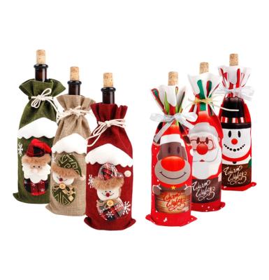 China Fabric 2022 New Year Christmas Gifts Decoration For Christmas Home Wine Bottles Cover Packaging Bags D0174-1 for sale