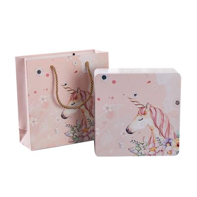 China Cookie Custom Accepted Square Tin Box High Level Colorful Printing Cute Cookie Can Chocolate Gift Tin Box for sale