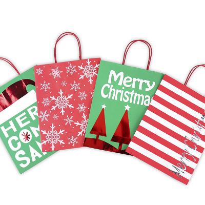 China Disposable Custom Printed Shopping Recycle Eco-Friendly Carry Treat Kraft Paper Bags Gift Paper Bag For Christmas for sale