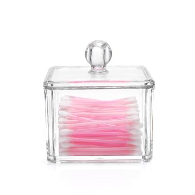 China Wholesale Transparent Storage Box Stocked Crystal European Acrylic Cosmetic Box Cotton Pad for sale