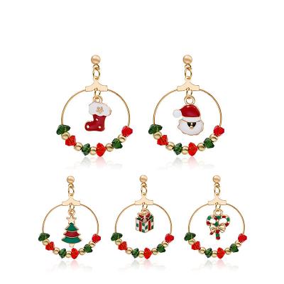 China Cute replenish 2021 new Christmas circle earring cartoon Korean statement gold studded earrings circle earring for sale