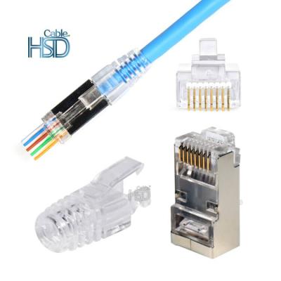 China audio & Best Price EZ Video External Pass Through Cat6a Cat7 Rj45 Male FTP Shielded Connector 8p8c Plug 1.2mm Plug 1.2mm Gold Plated Aperture 50u for sale