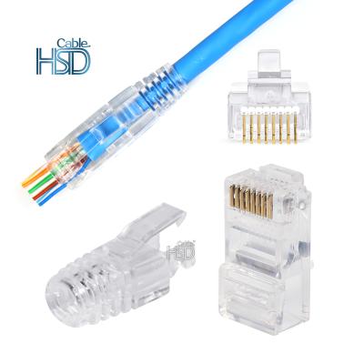 China audio & Factory OEM Cat5 Cat5e Network Video Ez High Quality Pass Through Unshielded Utp Rj45 Connectors Modular Plug for sale