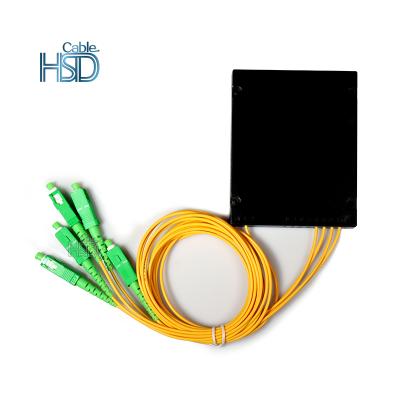 China Plastic FTTH FTTB FTTX Network 1x8 ABS Fiber Optic PLC Splitter With 2.0mm LSZH PVC Cable Jacket Singlemode SC APC for sale