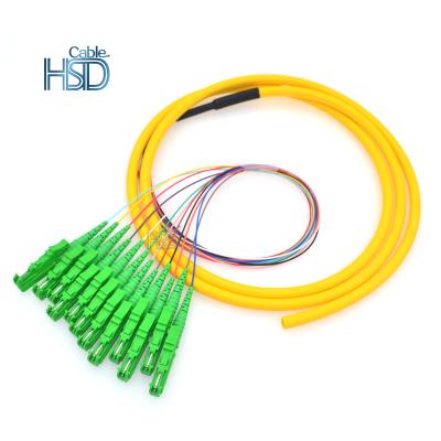 China LSZH Customized E2000/APC SM/MM 9/125 Simplex Pigtail Sample Fiber Optic Patch Ties 12 Core Color Pigtail for sale