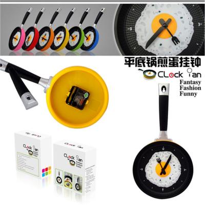 China LUMINOVA Funny Eggs Frying Pan Shape Plastic Wall Clock for sale