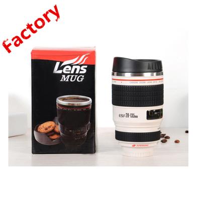 China Factory Sale 28-135mm Stainless Steel Camera Lens Coffee Travel CREATIVE White Mug for sale