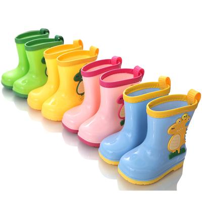 China Lovely Flat Children Raining Boots Baby Kids Cartoon Water Shoes Fashion Waterproof Rainboots Outdoor Toddler Kids Rainboots for sale