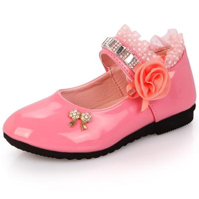 China Other Children's Flats Lace Up Big Flower Princess Party Performance Shoes 2021 NEW Big Student Girl Shoes For Kids Soft Leather Flats for sale